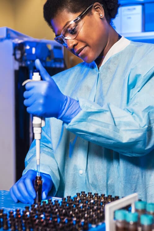 Laboratory scientist at Mbi Lafia Medical processing diagnostic samples